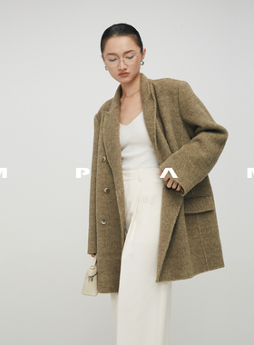 MPAM老钱风双排扣西装外套女2025新款宽松高级感韩系毛呢西装外套