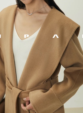 【MPAM】双面呢浴袍风连帽大衣羊毛外套女2025