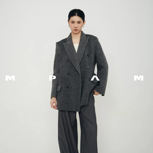 【姐姐衣橱】MPAM宽松高级感老钱风双排扣西装外套女2025新款970