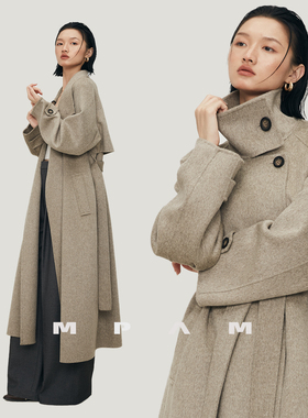 【大潘】MPAM绵羊毛羊绒双面呢大衣立领外套女