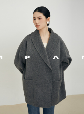 【MPAM】高支2026年秋冬新款山羊绒大衣女宽松中长款围裹式950店