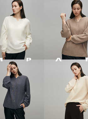 MPAM法式复古v领针织衫女时髦宽松慵懒松弛感上衣2025秋冬新款