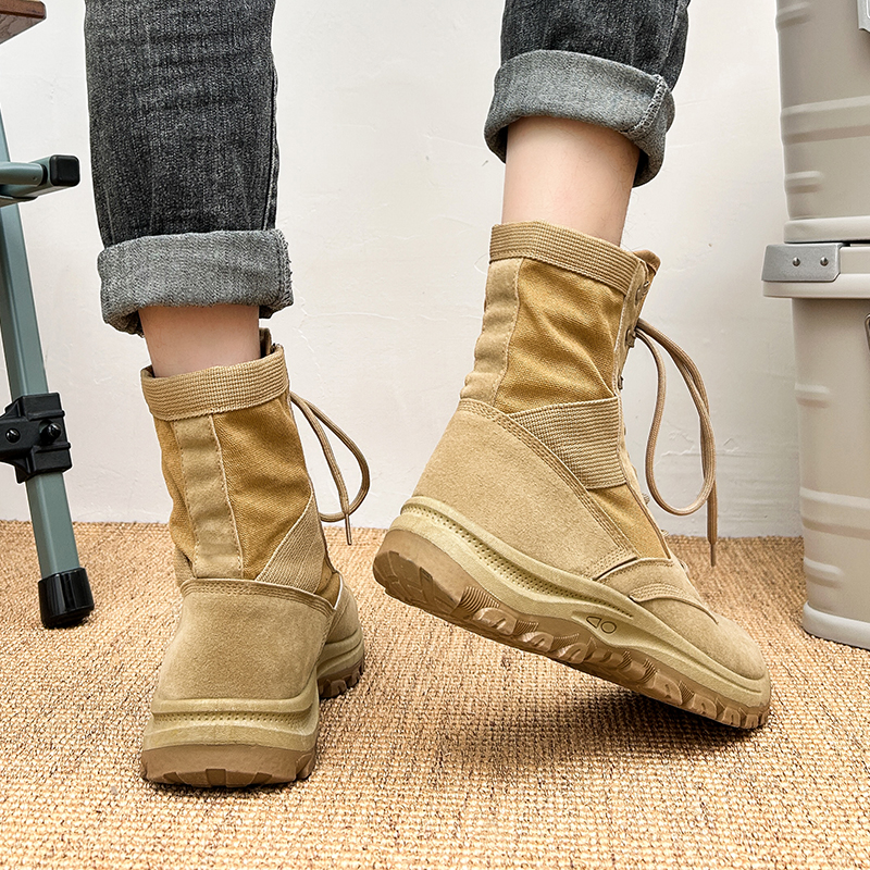男士户外工装靴透气复古马丁靴鞋舌一体沙漠靴防土耐磨徒步登山鞋