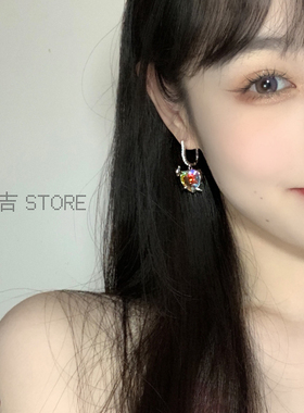 吉吉 璀璨星河 s925纯银星星皓石爱心水晶手作防过敏少女女式耳钉