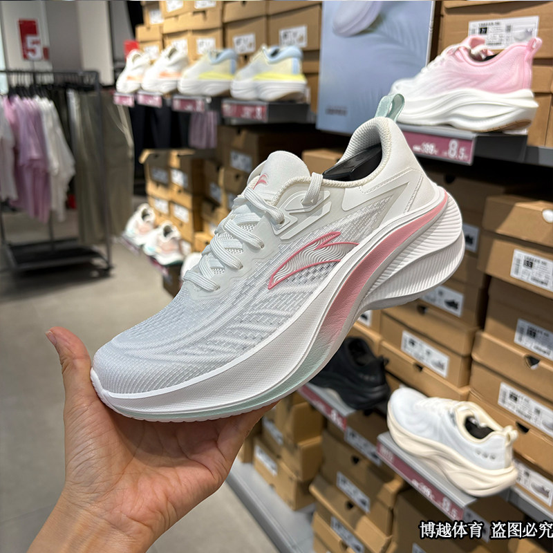 安踏叶子跑鞋女轻量2025夏季新款厚底增高舒适运动鞋子122525535R