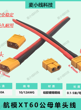 10AWG/12AWG航模XT60公母插头带线电动车锂电池充电器加长连接线