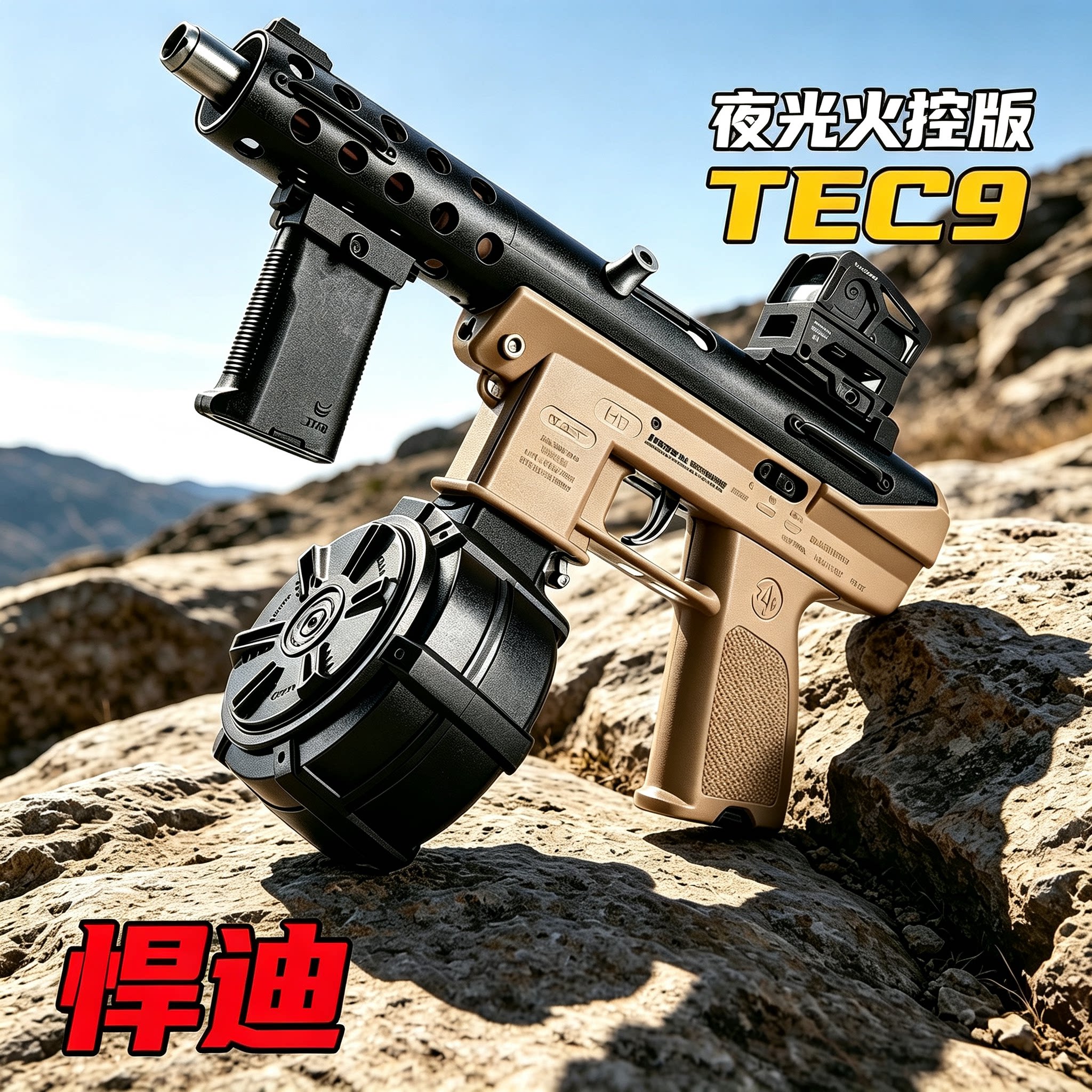 悍迪TEC9夜光连发电动玩具枪