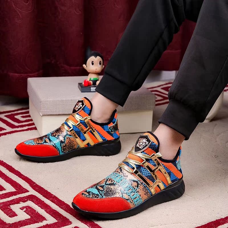 European and American new fashion mens set foot low top shoes cool personalized printing casual mens shoes comfortable hot selling kids driving shoes