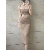 高腰长裙性感两件套套装 SweetKiki 辣妹包臀裙卡戴珊性感吊带 女