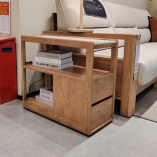 实木边几黑胡桃木沙发侧边柜岩板北欧可移动客厅角几小茶几源氏同