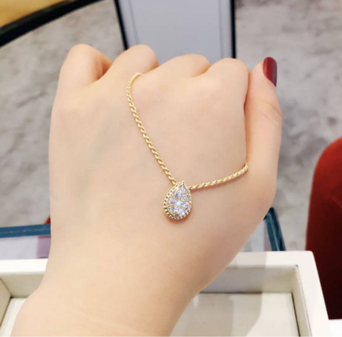 【elysees】boucheron宝诗龙黄金满钻水滴形吊坠项链小号jpn00461