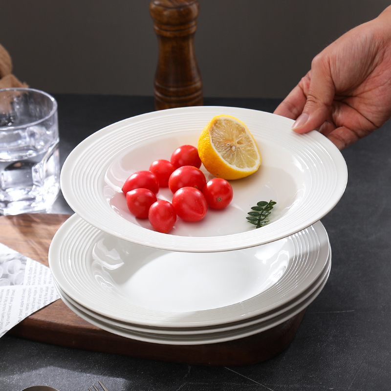 陶瓷草帽菜盘创意北欧西餐盘ins高颜值纯白汤盘子家用早餐盘 餐饮具 盘 原图主图