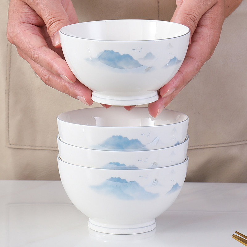 家用2025新款创意陶瓷碗汤碗饭碗餐具面碗盘子碗山水米饭碗碟套装