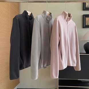 双面暖宝宝!防风立领加厚摇粒绒合身外套冬季休闲上衣女