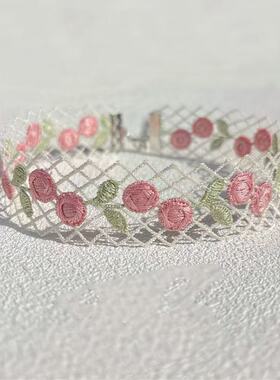 法式复古浪漫镂空蕾丝花朵锁骨链项链原创少女心甜美气质颈链项链