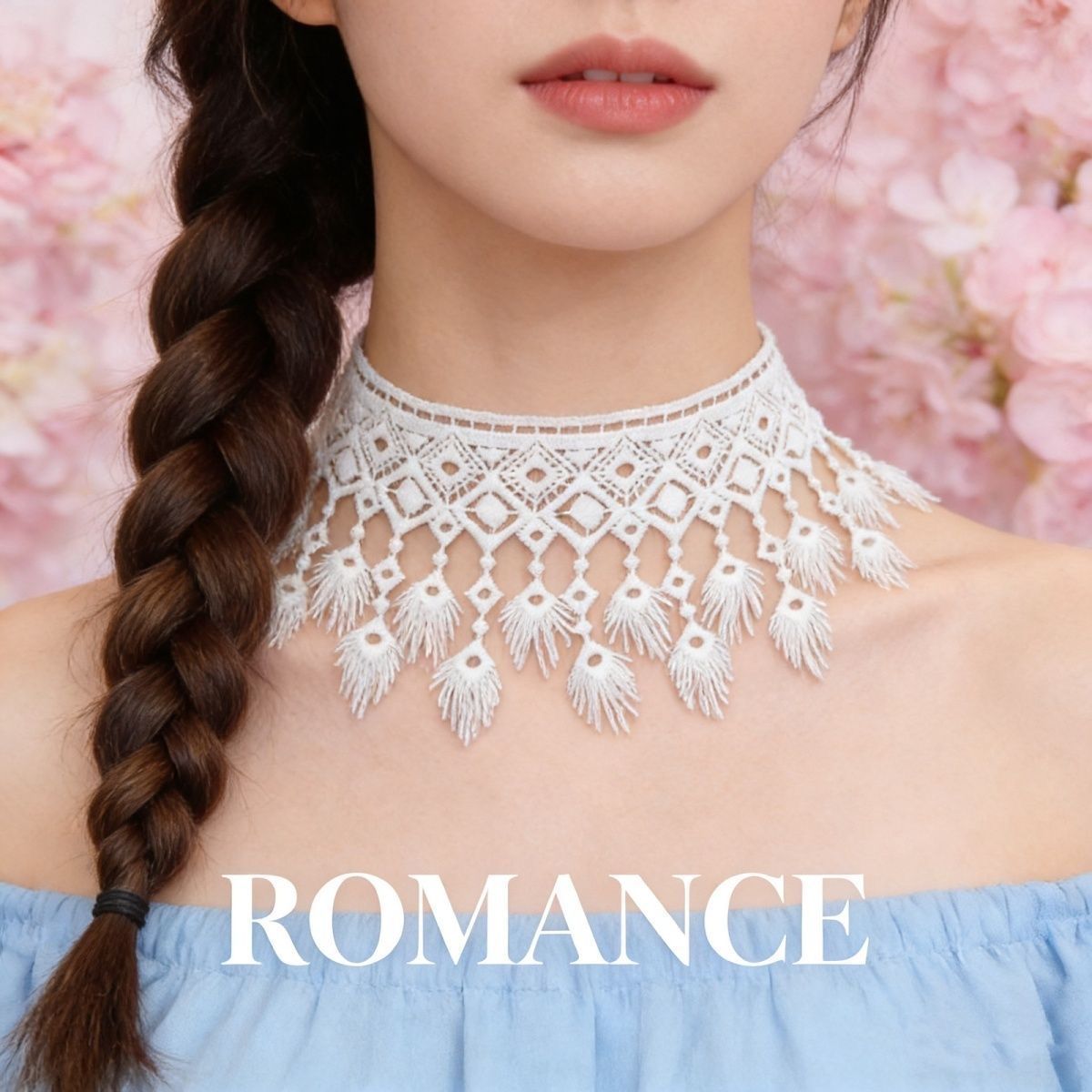 白色蕾丝项圈优雅颈饰假领子新款夏天脖子丝巾蕾丝花边图片