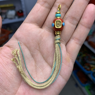 文玩配件手工编织108佛珠念珠侧挂计数器卡子棉线流苏钥匙扣挂件