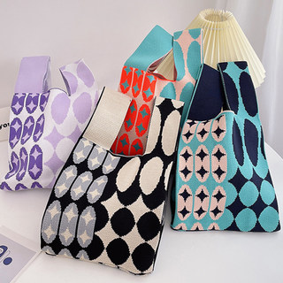 大容量小包包女韩版时尚针织手提托特包外出便携收纳包韩版姜姜包