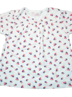 乐天BABY*外贸PLACE 3-24个月女童夏季白色小花全棉短袖T恤娃娃衫