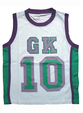 乐天BABY*GOLF GAMES 6-8岁男童白色10号全棉运动背心球衣汗衫