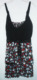L码 黑色碎花人造棉吊带背心 Rebellion 外贸女装