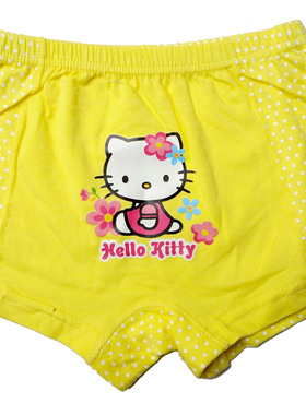 乐天BABY*3-6岁女童黄色hellokitty全棉平角内裤平脚短裤