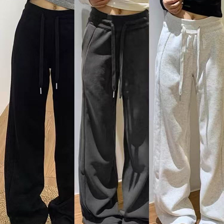 白灰色运动裤子男女直筒