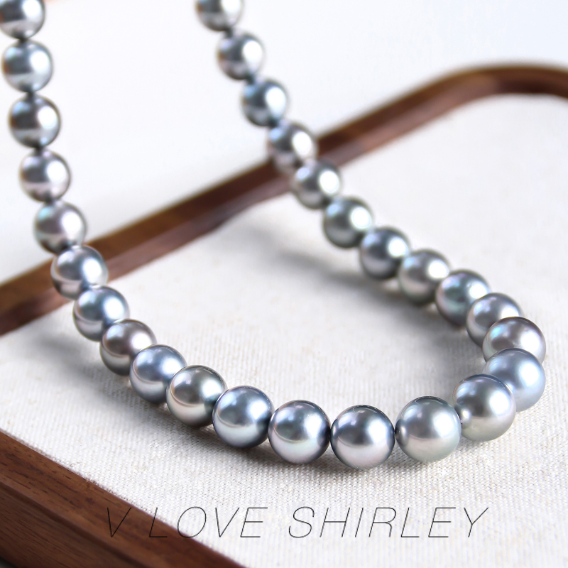 薇爱秀丽大溪地铂金灰项链