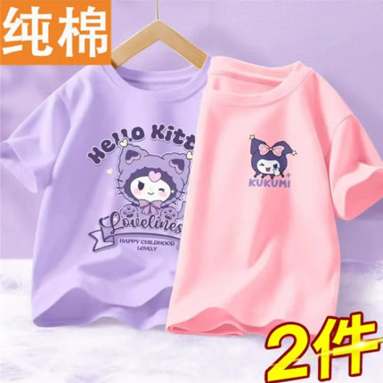 纯棉短袖中大童小女孩薄款T恤夏季女童宽松洋气儿童装半袖上衣服