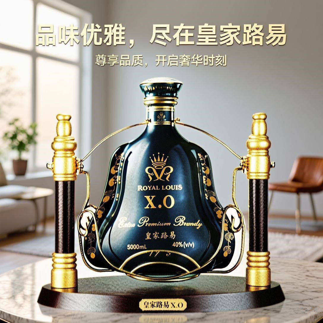专柜ROYAL LOUIS皇家路易XO白兰地5L陶瓷大瓶洋酒摇架烈酒礼盒装