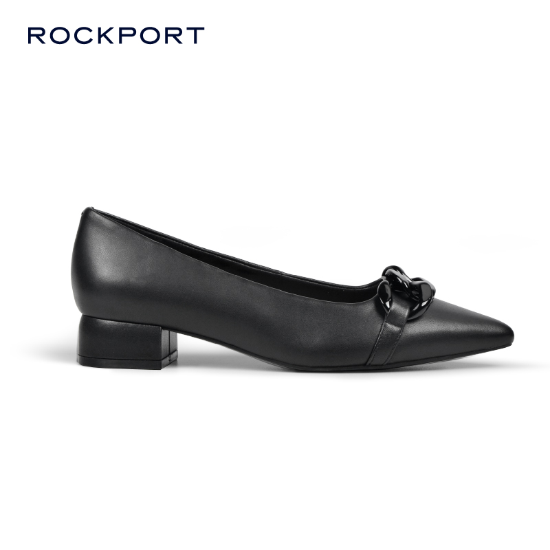 Rockport/乐步真皮高跟鞋女2025新款通勤中跟羊皮粗跟尖头单鞋子