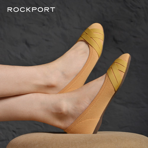 Rockport/乐步休闲舒适女鞋2025新款软平底乐福鞋圆头飞织单鞋子