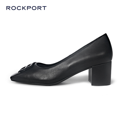 Rockport/乐步真皮女鞋2025新中粗跟浅口单鞋通勤软底羊皮高跟鞋