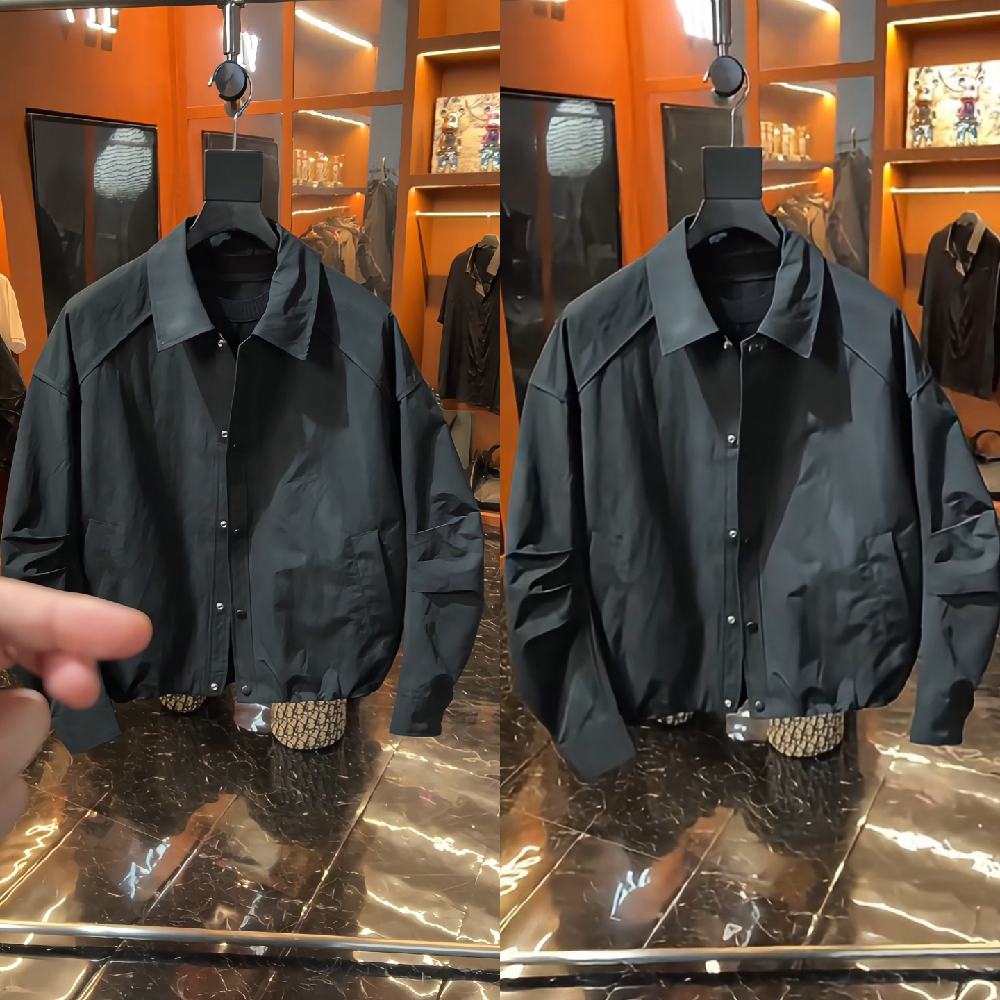 春季新款简约纯色个性痞帅廓形高级感潮流拼接翻领男士夹克外套潮