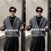 潮流痞帅个性 休闲百搭连帽卫衣 男士 假两件设计冬季 上新保暖针织衫