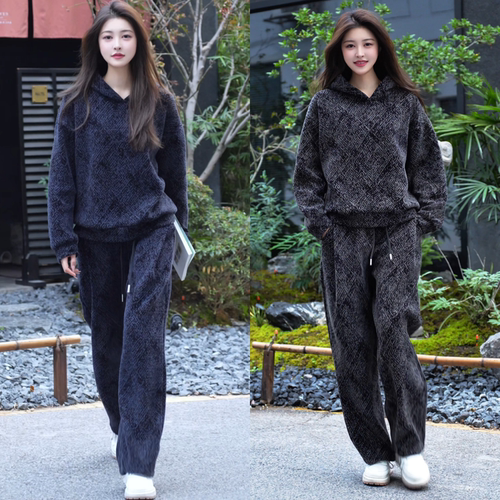 冬季美式潮牌连帽卫衣休闲裤套装