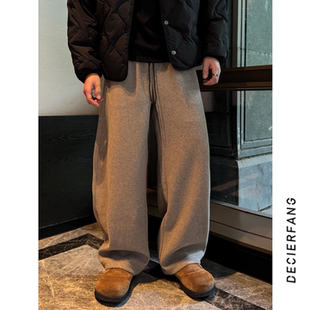 慵懒风潮流简约直筒休闲裤冬季新款男士百搭宽松舒适弯刀休闲卫裤