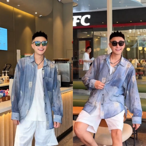 男复古时尚潮流透气百搭长袖衬衫