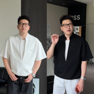 深V阔形假两件春夏季宽松休闲时尚潮流个性百搭男款舒适短袖T恤