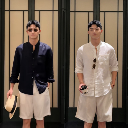 夏季上新简约新中式立领衬衫男