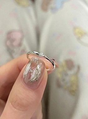 韩版莫比乌斯环in风单钻戒指轻奢感气质简约开口高颜值食指戒