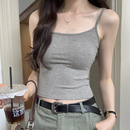 美式 上衣 辣妹灰色小吊带背心女外穿内搭打底修身 显瘦夏无胸垫短款