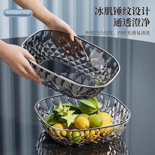 轻奢水果盘子PET高颜值in风家用茶几零食盘花型果篮KTV果盘