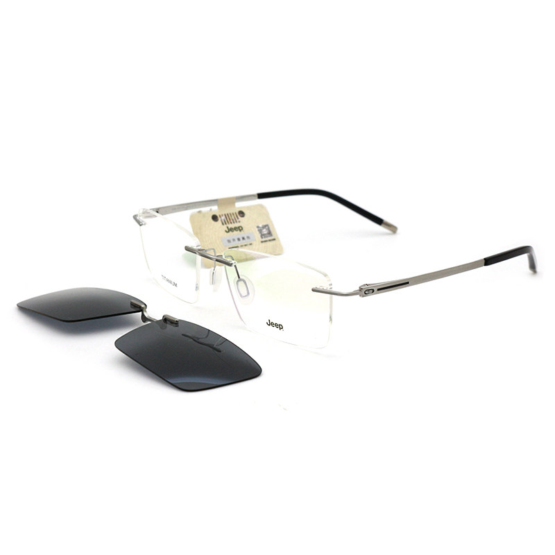 Jeep吉普磁铁套镜 磁吸偏光夹片无框眼镜框架近视太阳镜男T9029