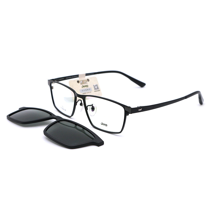 Jeep吉普磁铁套镜 磁吸偏光夹片全方框眼镜框架近视太阳镜男T9036