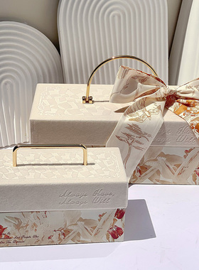 结婚订婚丝绒金属手提伴手礼盒送伴娘喜糖空盒商务宾客回礼包装盒