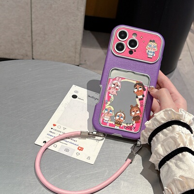 小众超火紫色皮质可爱卡包套