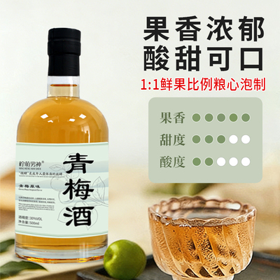 青梅酒女士低度甜酒女生梅子酒纯米酒浸泡新鲜青梅果酒微醺晚安酒