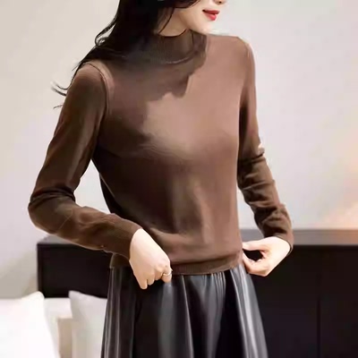 【断码清仓】戎美衣尚超细精纺羊绒羊毛衫女春秋内搭半高领打底衫