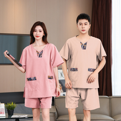 2025新款棉质汗蒸服女情侣大码男款桑拿服足疗店洗浴按摩浴衣浴服